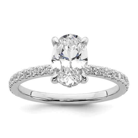 14K White Gold 1 7/8 carat Certified Lab Grown Diamond VS/SI+ G+ Oval Complete Solitaire with Flair Engagement Ring