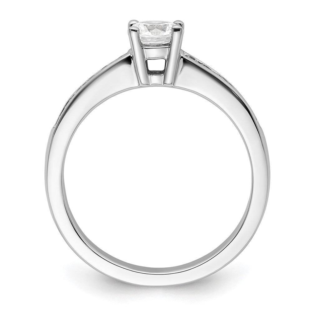 14K White Gold 3/4 carat Lab Grown Diamond VS/SI+ G+ Round Complete Channel Set Shared Prong Engagement Ring