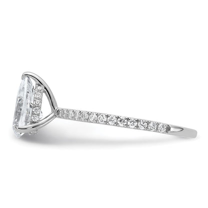 14K White Gold 1 3/8 carat Certified Lab Grown Diamond VS+ F+ Pear Complete Solitaire with Flair Engagement Ring