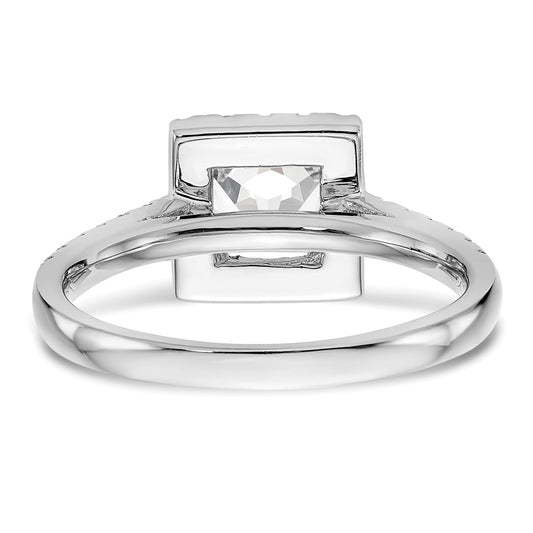 14K White Gold Halo Plus (Holds 1 carat (5.5mm) Princess Center) 1/2 carat Diamond Semi-Mount Engagement Ring