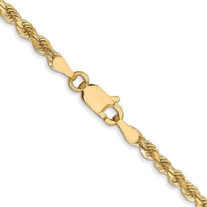 18 Inch 10K Yellow Gold 2.75mm Diamond Cut Rope Chain Necklace