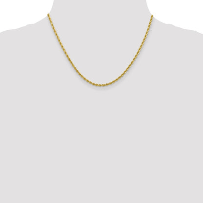 18 Inch 10K Yellow Gold 2.75mm Diamond Cut Rope Chain Necklace