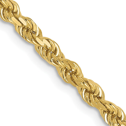 24 Inch 10K Yellow Gold 2.75mm Diamond Cut Rope Chain Necklace