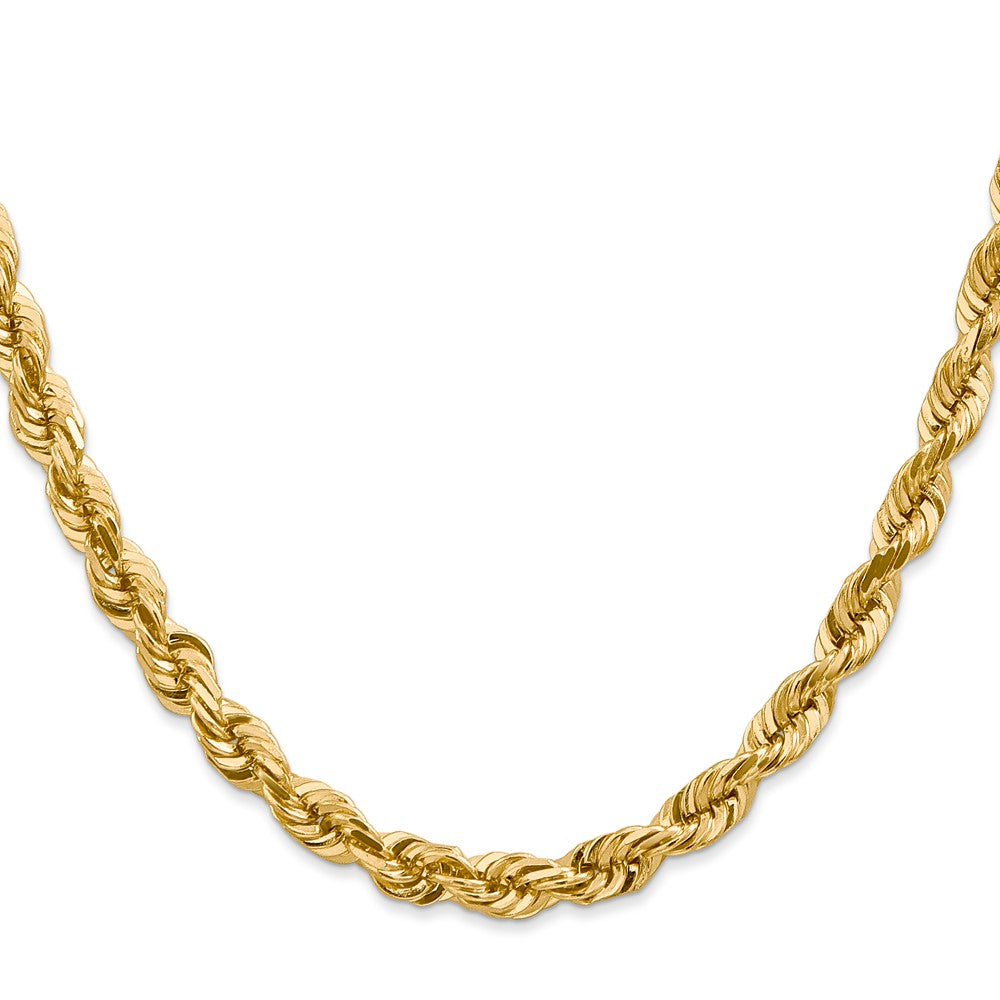 22 Inch 10K Yellow Gold 5.5mm Diamond Cut Rope Chain Necklace
