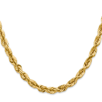 22 Inch 10K Yellow Gold 5.5mm Diamond Cut Rope Chain Necklace
