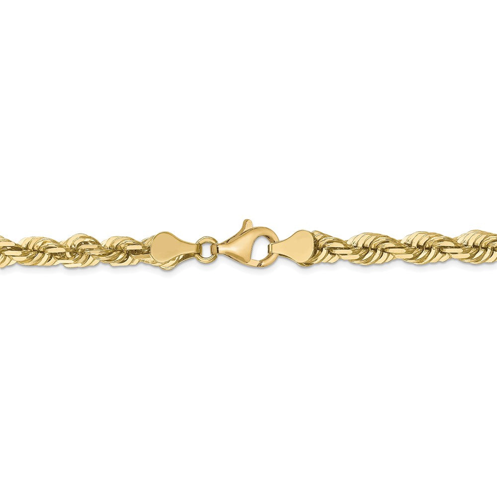 22 Inch 10K Yellow Gold 5.5mm Diamond Cut Rope Chain Necklace