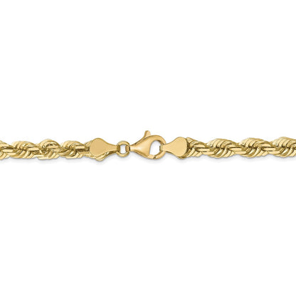 22 Inch 10K Yellow Gold 5.5mm Diamond Cut Rope Chain Necklace