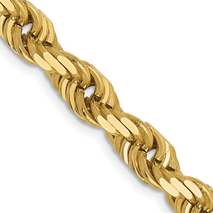22 Inch 10K Yellow Gold 5.5mm Diamond Cut Rope Chain Necklace