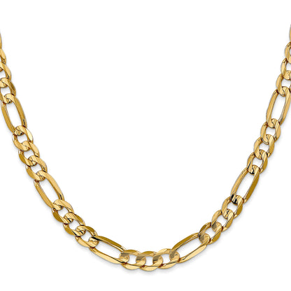 24 Inch 10K Yellow Gold 6mm Concave Figaro Chain Necklace