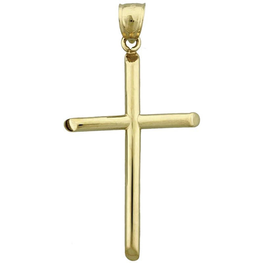 14K Gold 40MM Beveled Cross Pendant