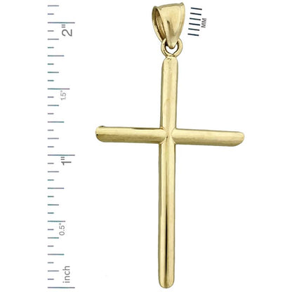 14K Gold 40MM Beveled Cross Pendant