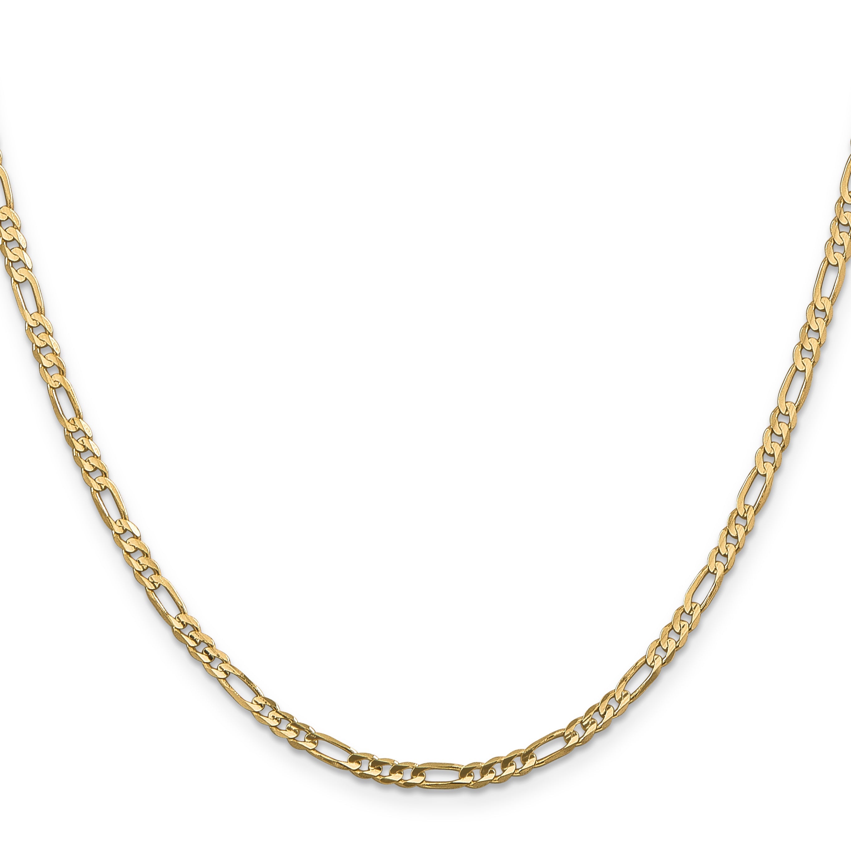 22 Inch 10K Yellow Gold 3mm Concave Figaro Chain Necklace