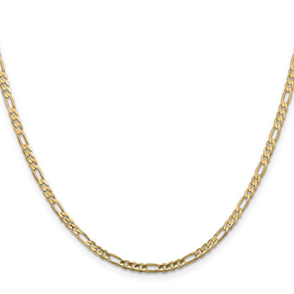 22 Inch 10K Yellow Gold 3mm Concave Figaro Chain Necklace
