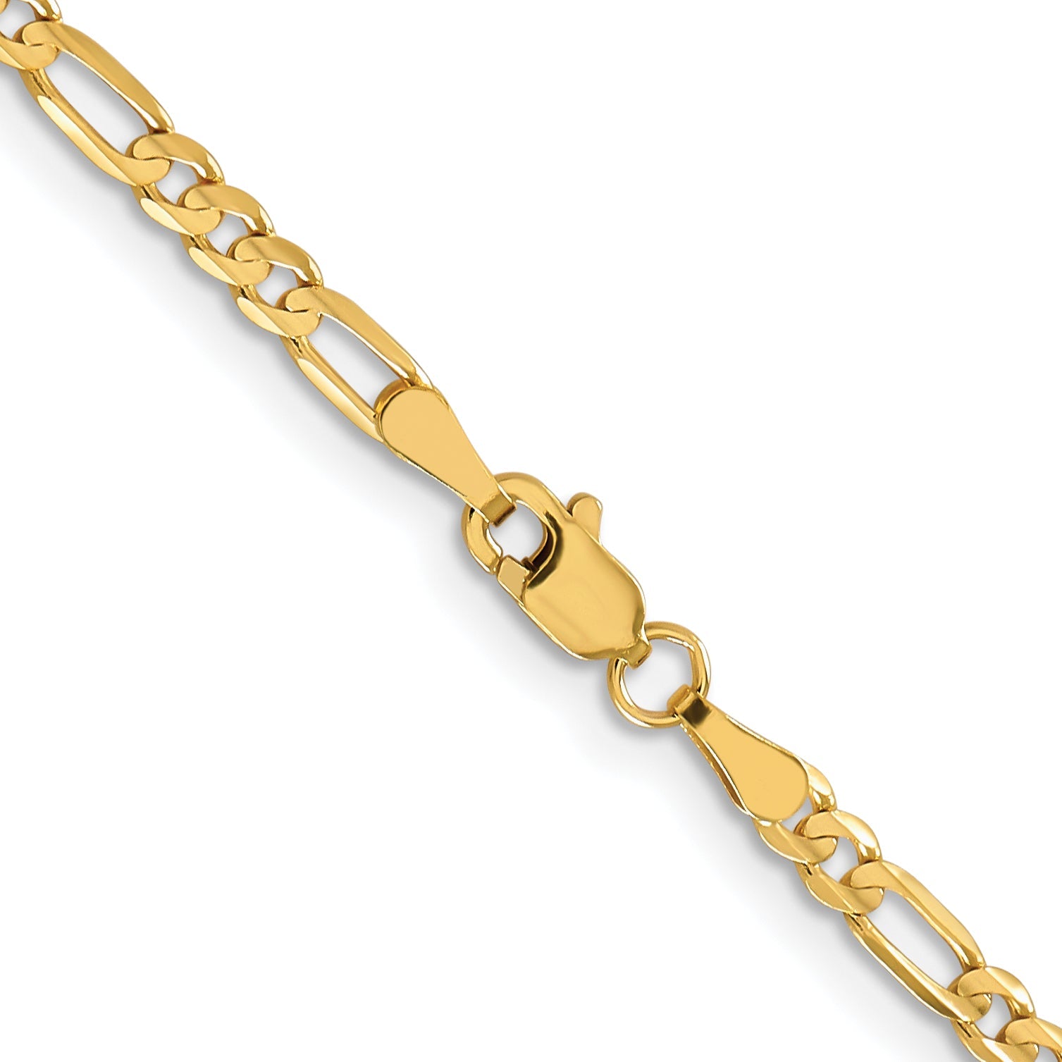22 Inch 10K Yellow Gold 3mm Concave Figaro Chain Necklace