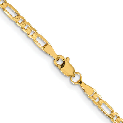 26 Inch 10K Yellow Gold 3mm Concave Figaro Chain Necklace