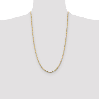26 Inch 10K Yellow Gold 3mm Concave Figaro Chain Necklace