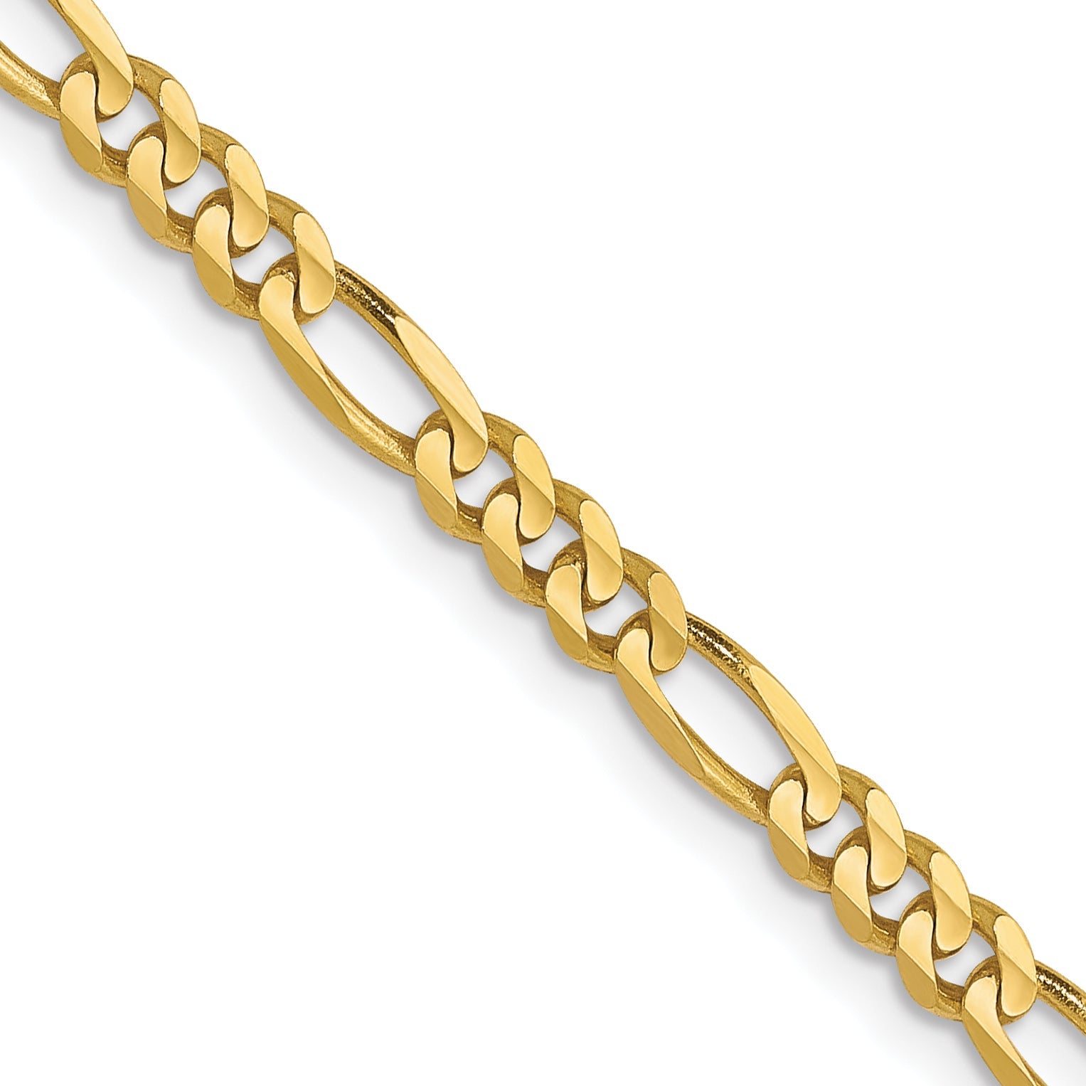 22 Inch 10K Yellow Gold 3mm Concave Figaro Chain Necklace