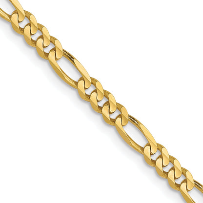 22 Inch 10K Yellow Gold 3mm Concave Figaro Chain Necklace