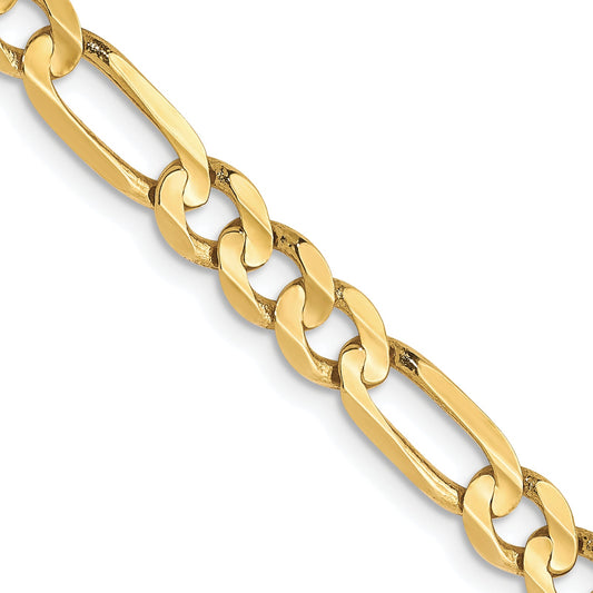 18 Inch 10K Yellow Gold 4.5mm Concave Figaro Chain Necklace