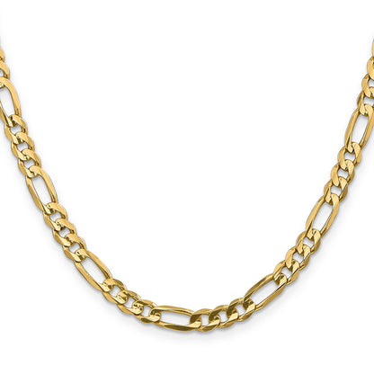 26 Inch 10K Yellow Gold 5.25mm Concave Figaro Chain Necklace
