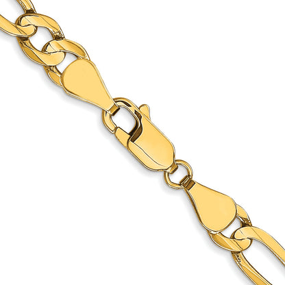 26 Inch 10K Yellow Gold 5.25mm Concave Figaro Chain Necklace