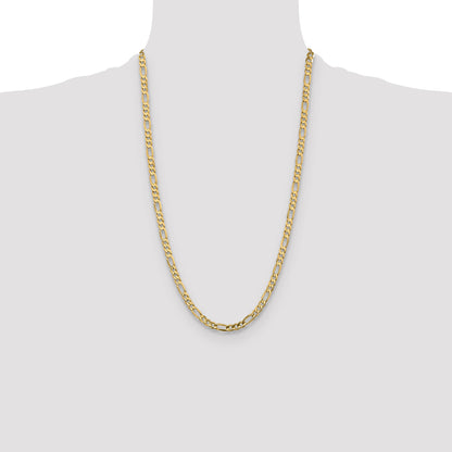 26 Inch 10K Yellow Gold 5.25mm Concave Figaro Chain Necklace