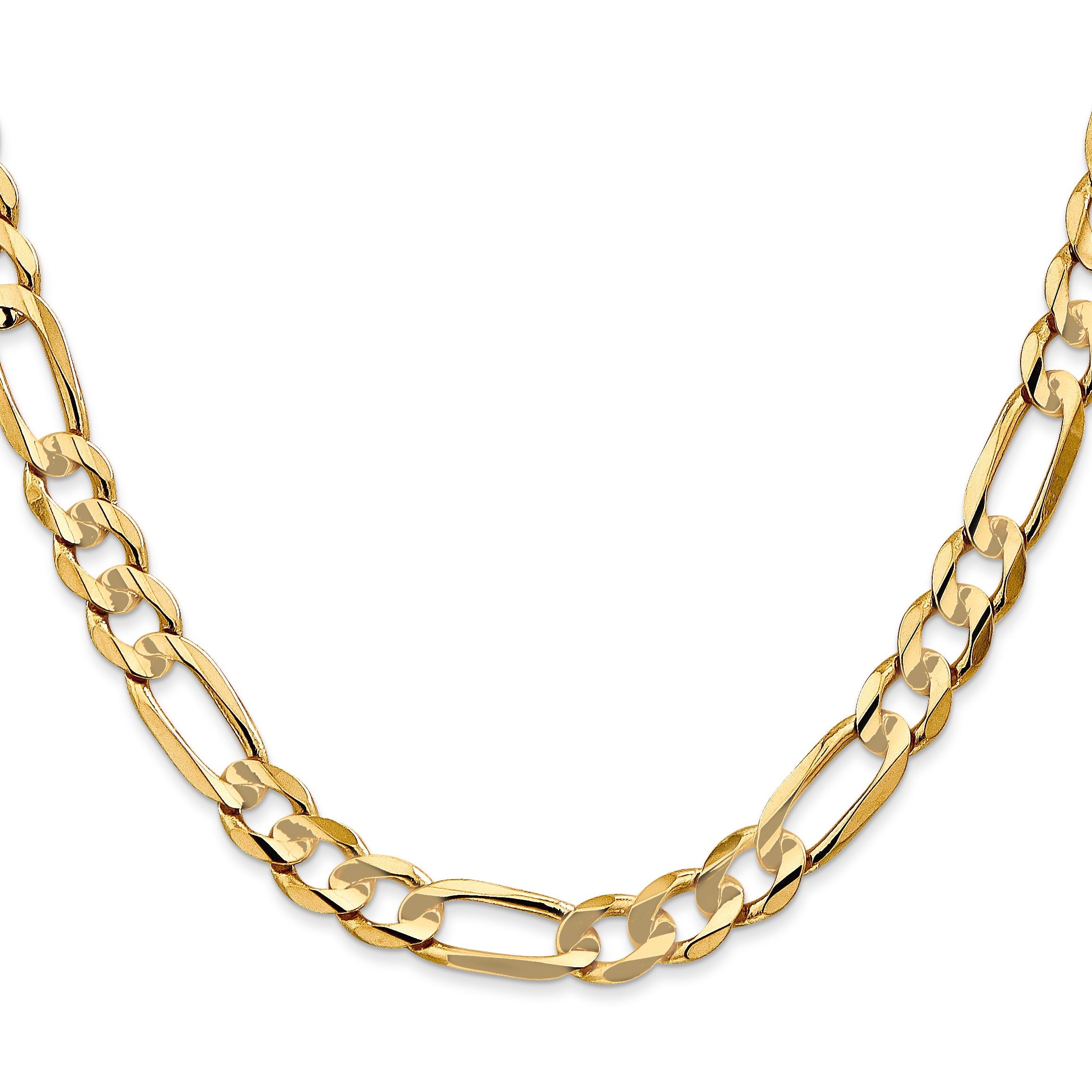 26 Inch 10K Yellow Gold 6.75mm Concave Figaro Chain Necklace