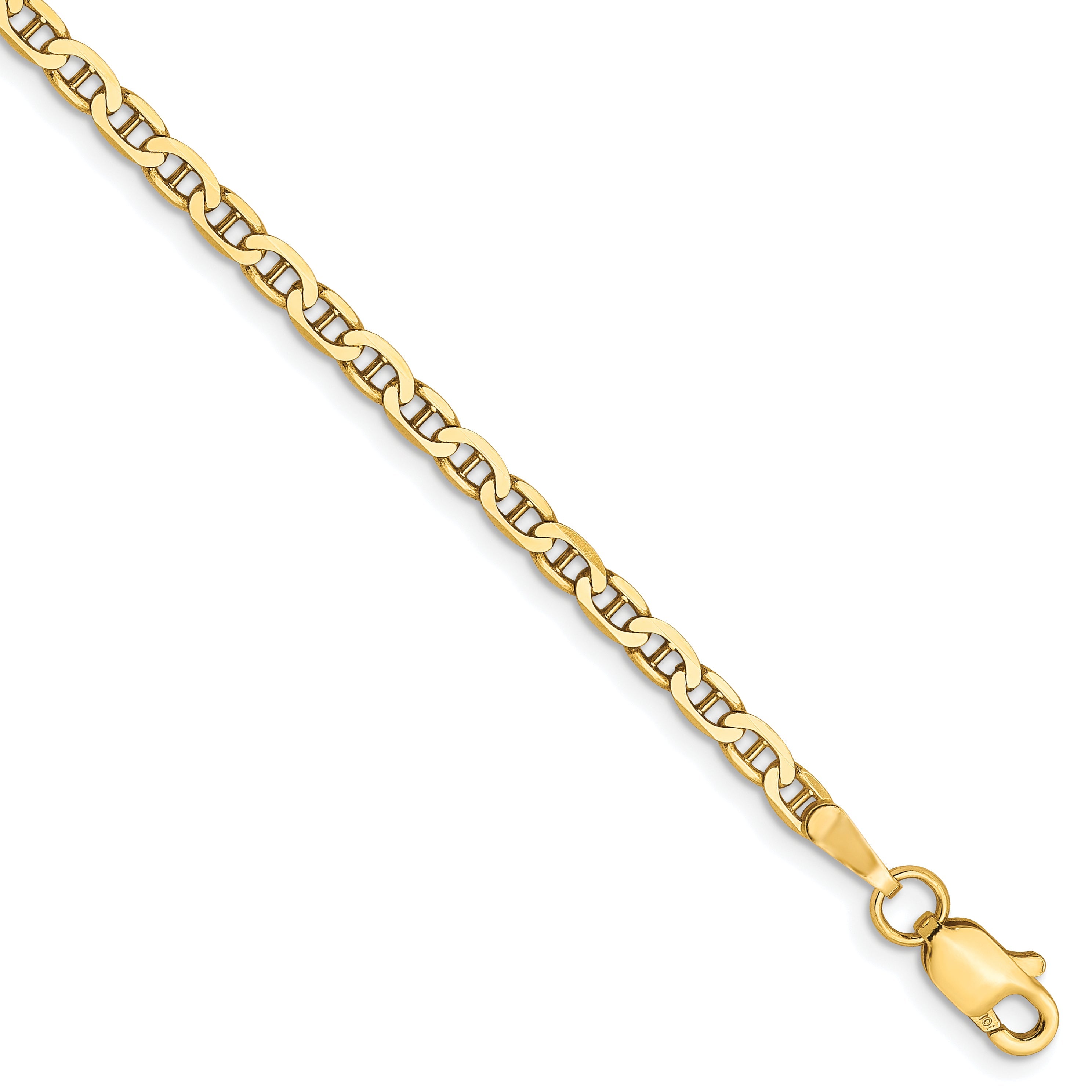 10 Inch 10K 2.4mm Flat Anchor Chain Anklet