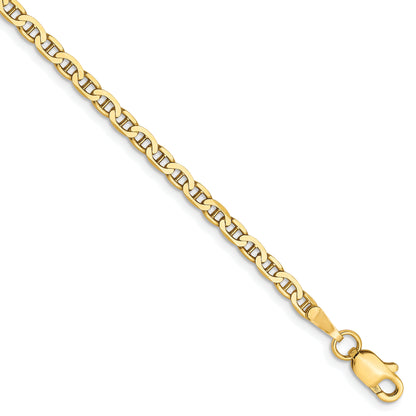 10 Inch 10K 2.4mm Flat Anchor Chain Anklet