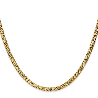 18 Inch 10K 3.9mm Flat Beveled Curb Chain Necklace