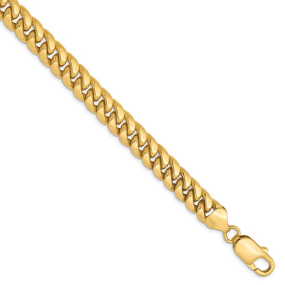 8 Inch 10K 7.3mm Semi-Solid Miami Cuban Chain Bracelet