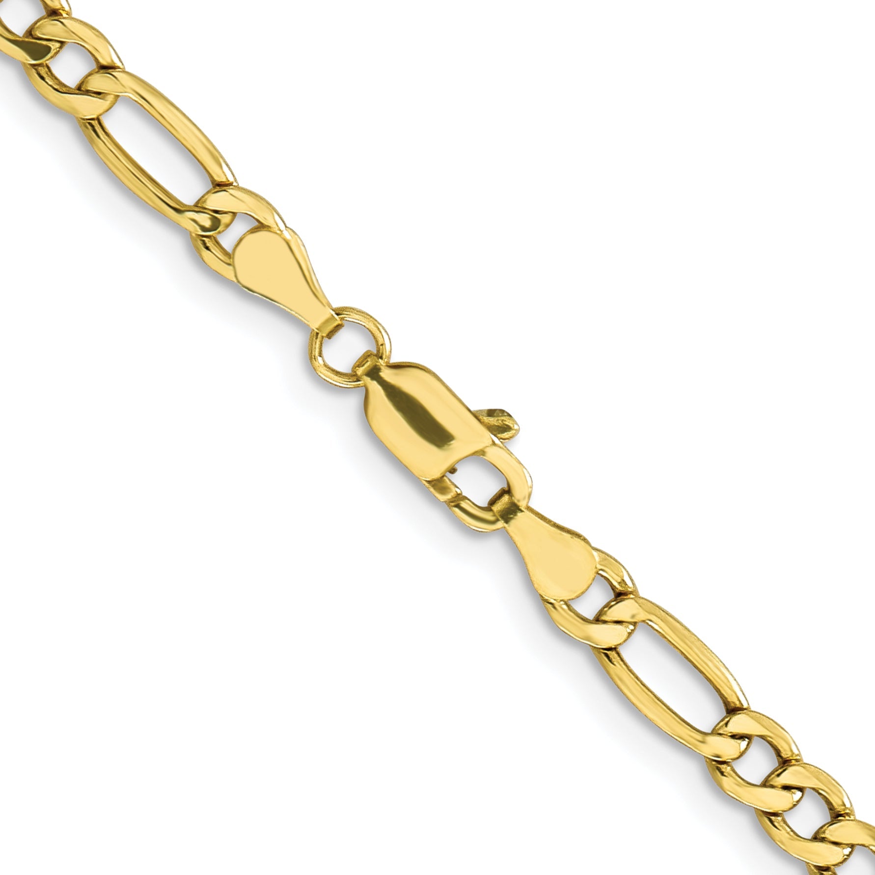 22 Inch 10K Yellow Gold 4.75mm Semi Solid Figaro Chain Necklace