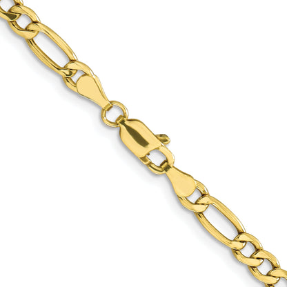 22 Inch 10K Yellow Gold 4.75mm Semi Solid Figaro Chain Necklace