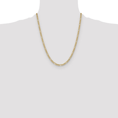 22 Inch 10K Yellow Gold 4.75mm Semi Solid Figaro Chain Necklace