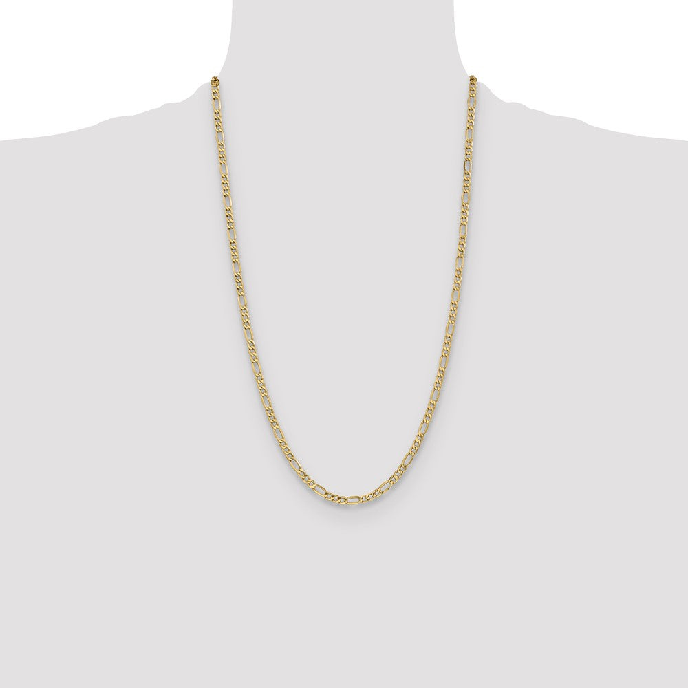 26 Inch 10K Yellow Gold 4.75mm Semi Solid Figaro Chain Necklace