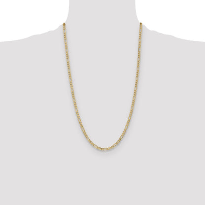 26 Inch 10K Yellow Gold 4.75mm Semi Solid Figaro Chain Necklace