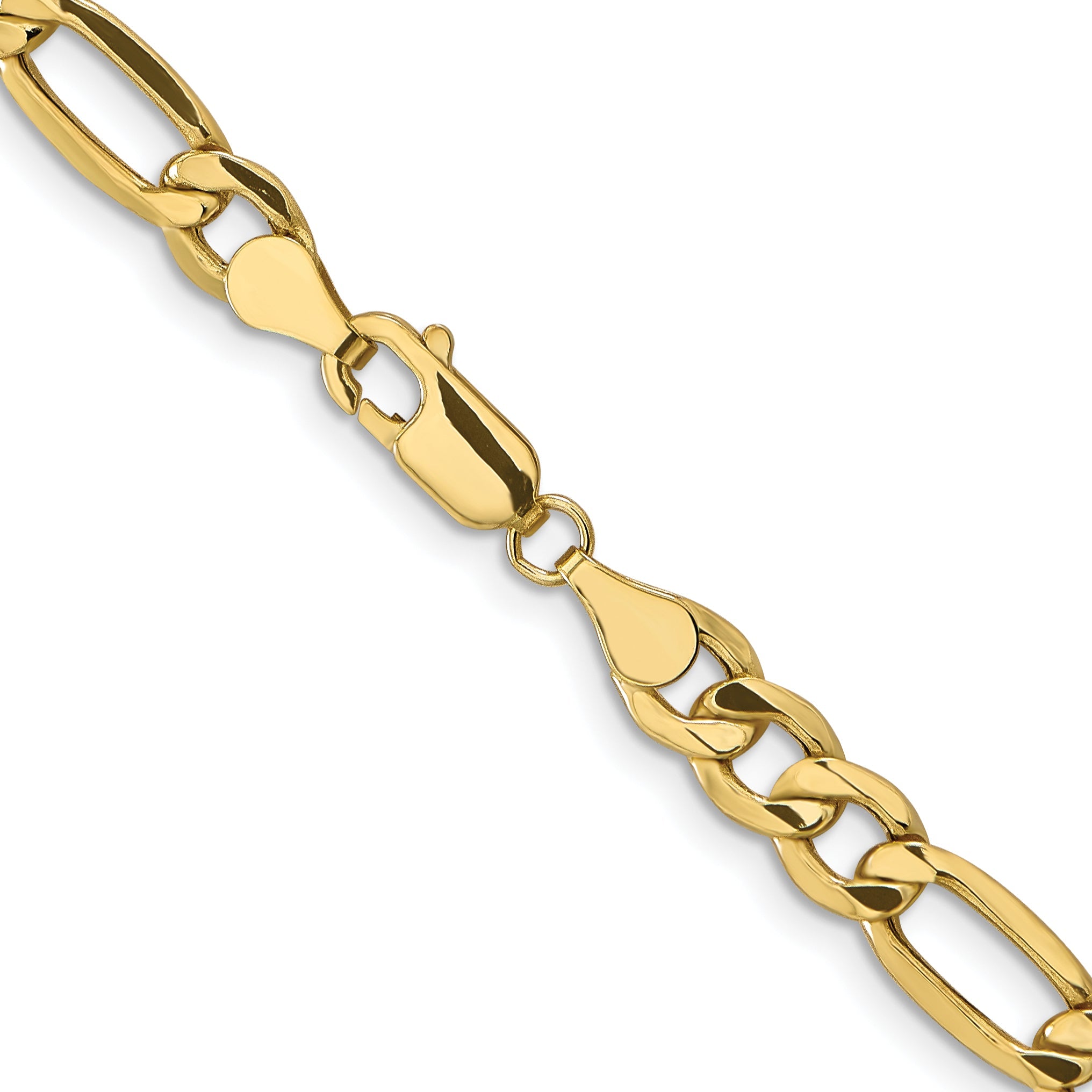 26 Inch 10K Yellow Gold 6.6mm Semi Solid Figaro Chain Necklace