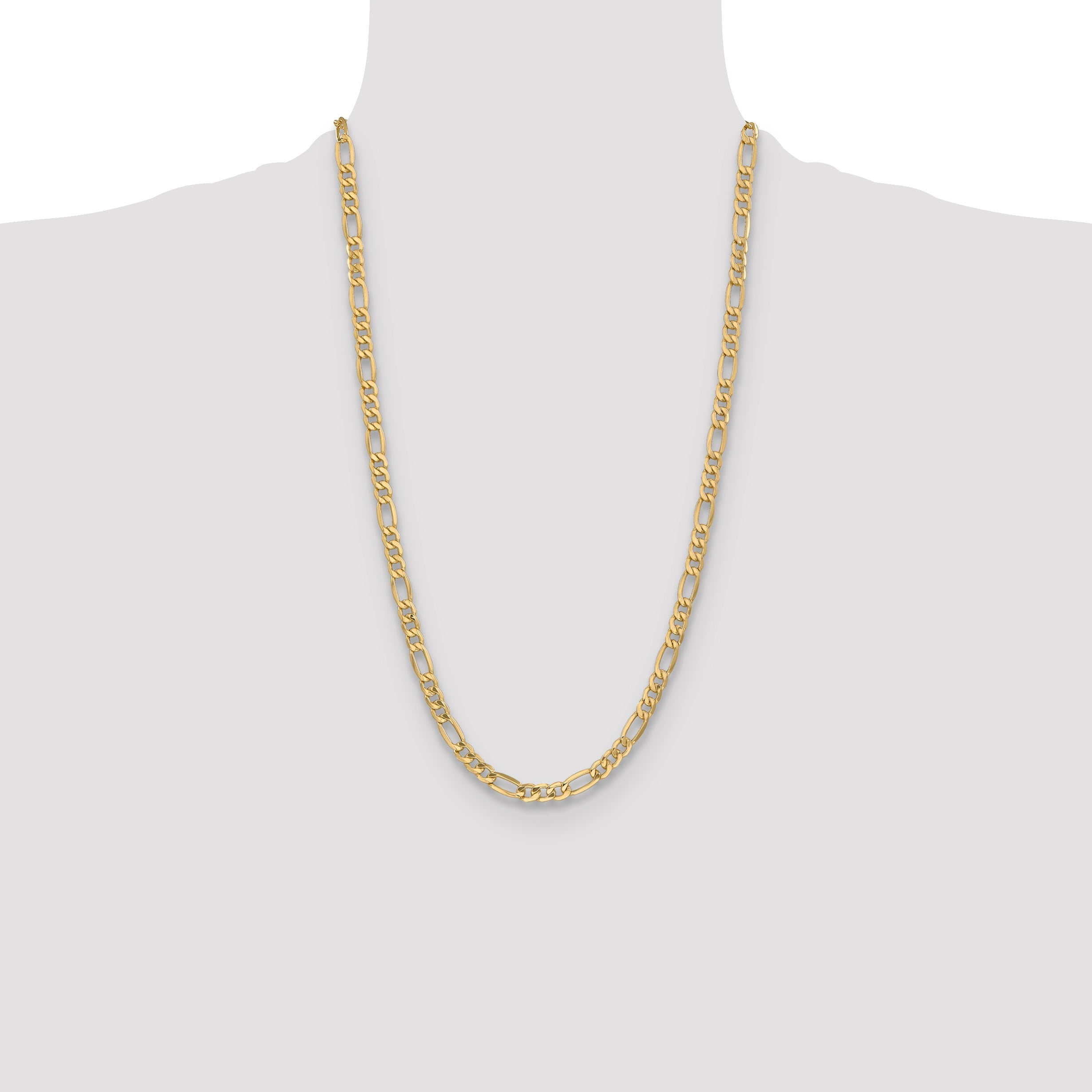 26 Inch 10K Yellow Gold 6.6mm Semi Solid Figaro Chain Necklace