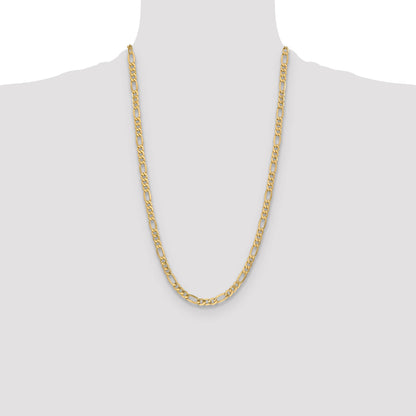 26 Inch 10K Yellow Gold 6.6mm Semi Solid Figaro Chain Necklace