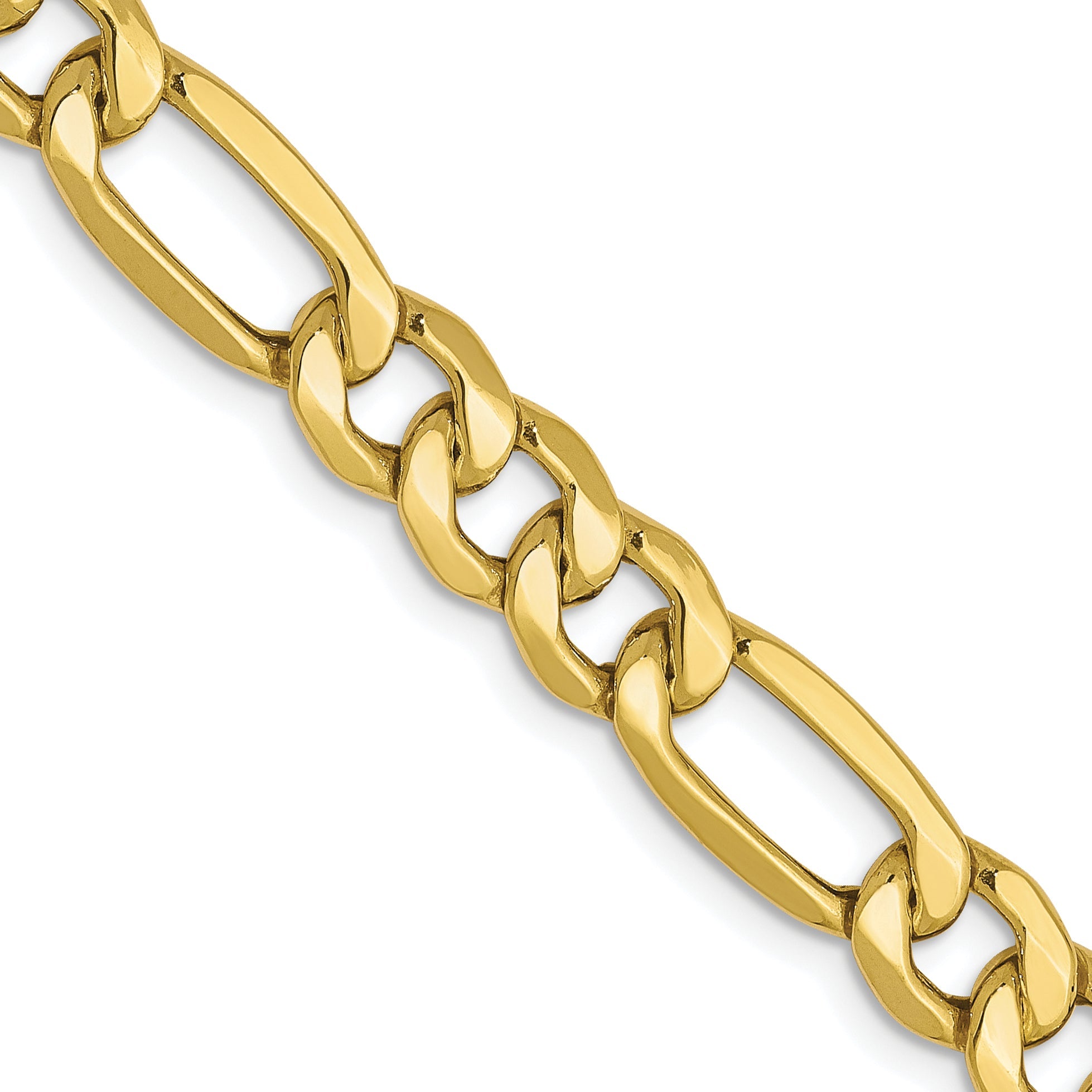 26 Inch 10K Yellow Gold 6.6mm Semi Solid Figaro Chain Necklace