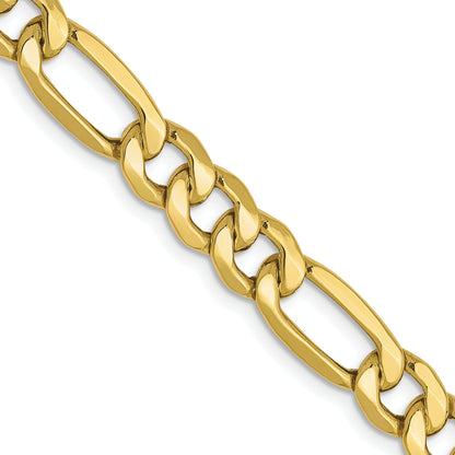 26 Inch 10K Yellow Gold 6.6mm Semi Solid Figaro Chain Necklace