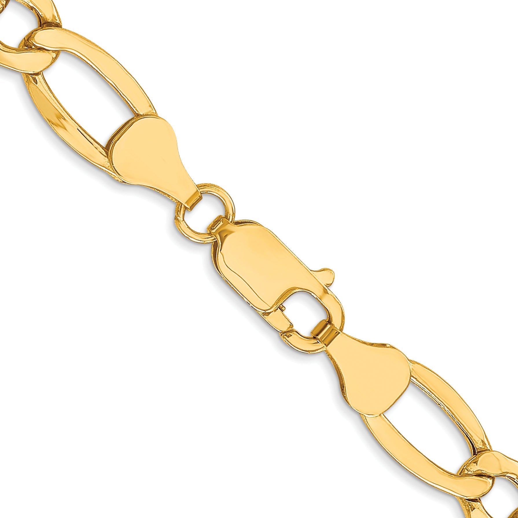 22 Inch 10K Yellow Gold 7.3mm Semi Solid Figaro Chain Necklace