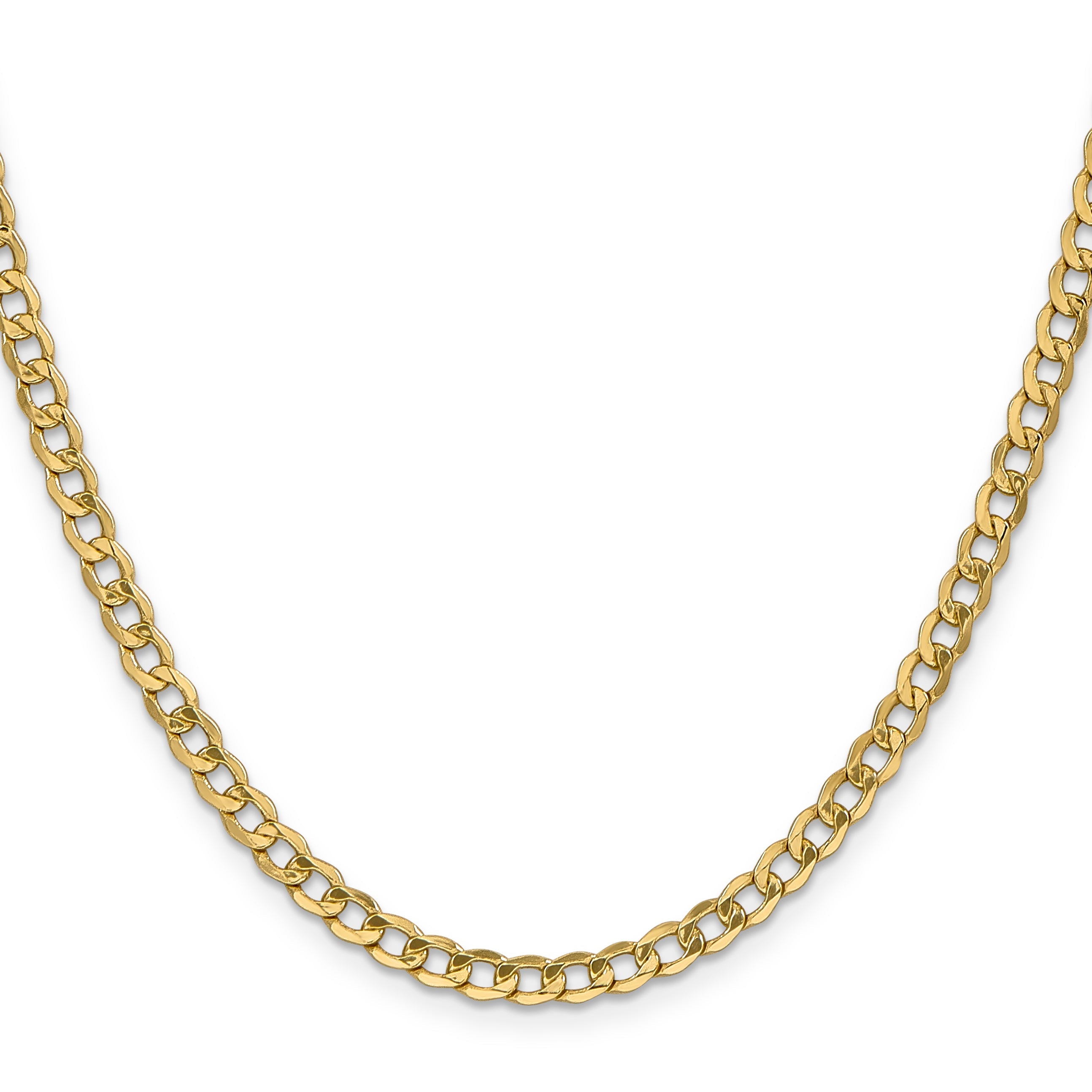 16 Inch 10K 4.3mm Semi-Solid Curb Chain Necklace