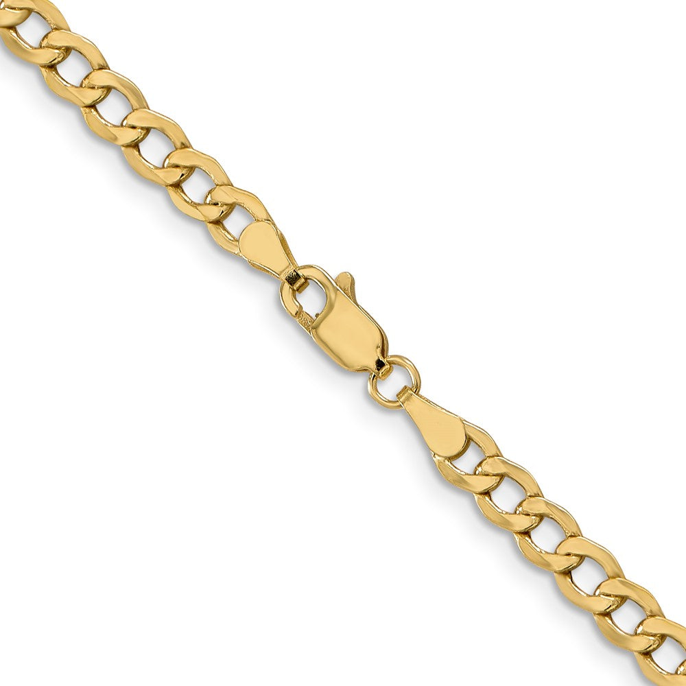26 Inch 10K Yellow Gold 4.3mm Semi Solid Curb Chain Necklace
