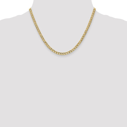 18 Inch 10K 4.3mm Semi-Solid Curb Chain Necklace