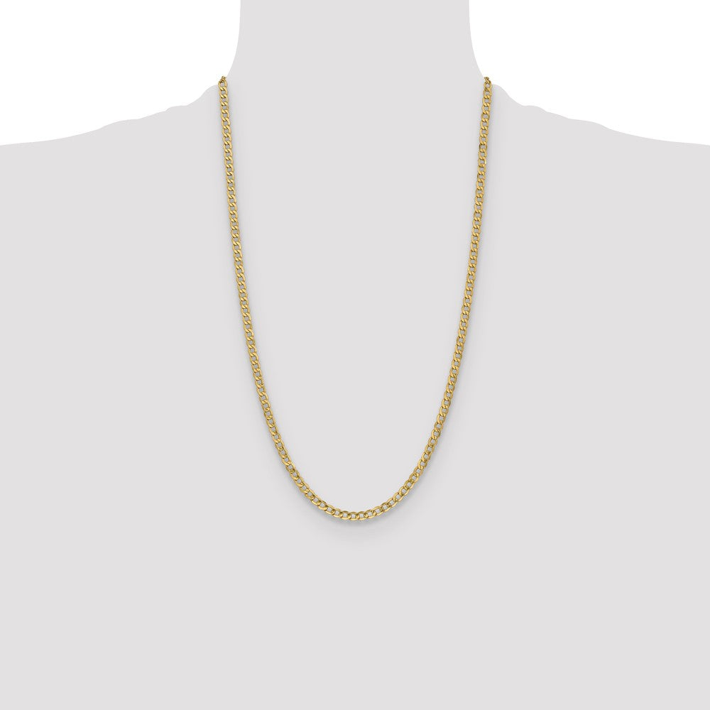26 Inch 10K Yellow Gold 4.3mm Semi Solid Curb Chain Necklace