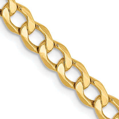26 Inch 10K Yellow Gold 4.3mm Semi Solid Curb Chain Necklace