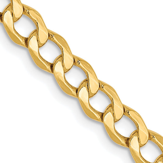 26 Inch 10K Yellow Gold 4.3mm Semi Solid Curb Chain Necklace
