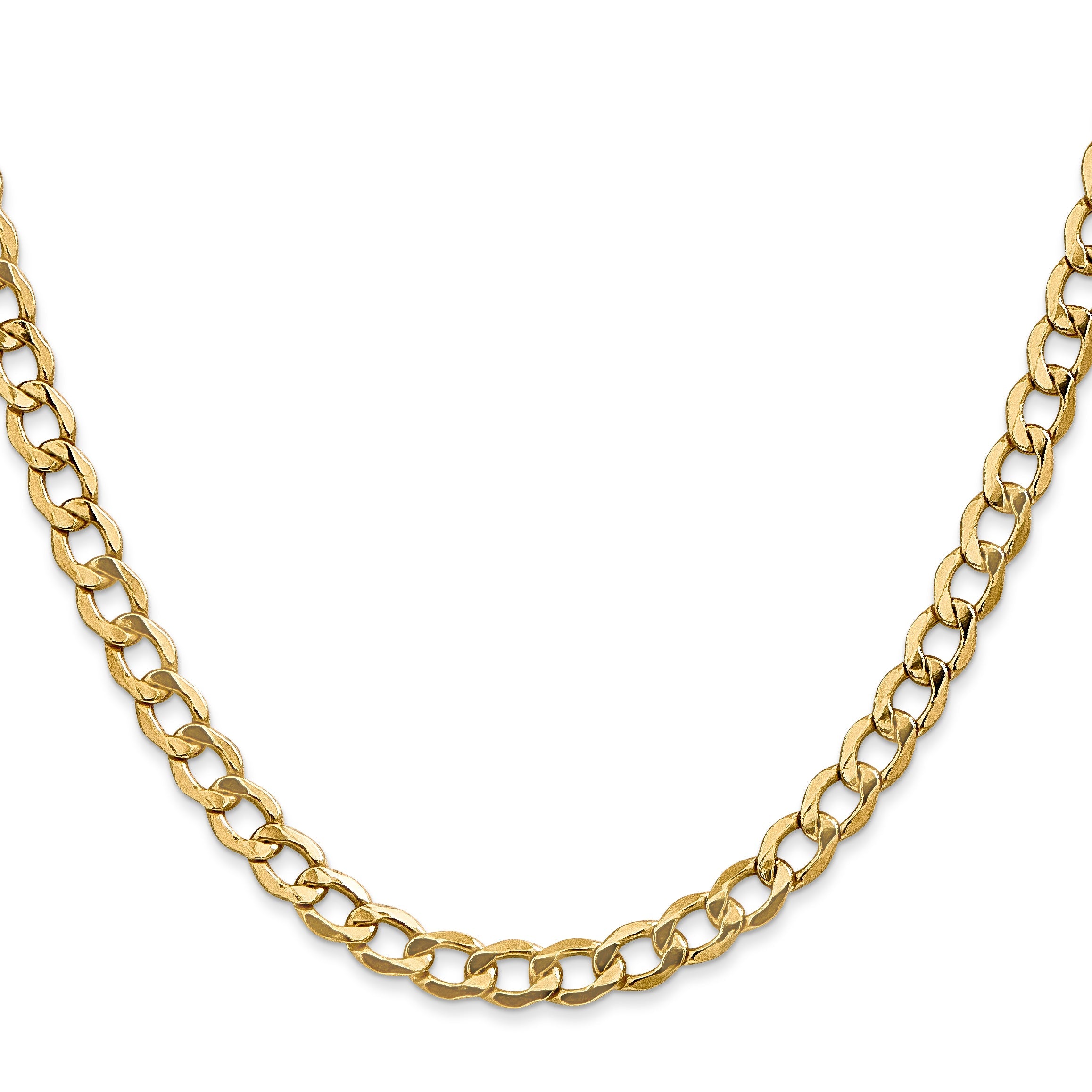 16 Inch 10K 5.25mm Semi-Solid Curb Chain Necklace