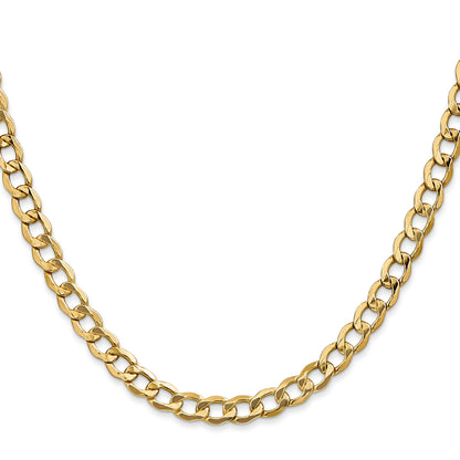 18 Inch 10K 5.25mm Semi-Solid Curb Chain Necklace